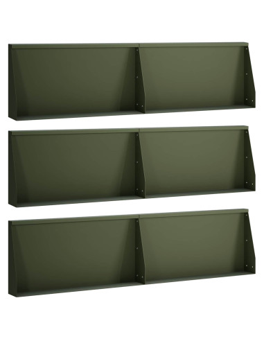 Muro di contenimento 6 pz 80 x 12 x 30 cm Acciaio Verde Oliva