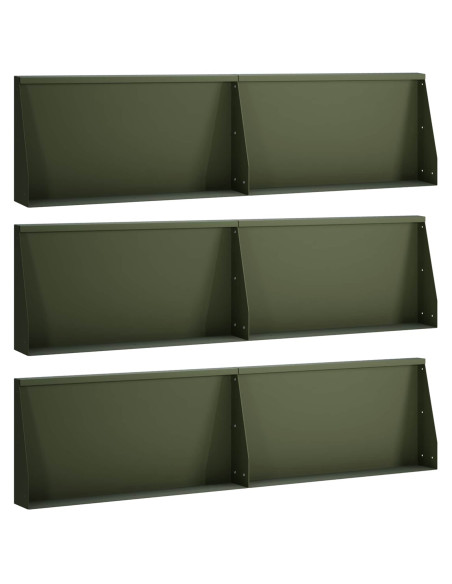 Muro di contenimento 6 pz 80 x 12 x 30 cm Acciaio Verde Oliva