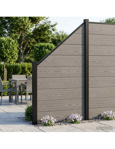 Set di Recinzione 446 x 186 cm WPC e Alluminio Grigio