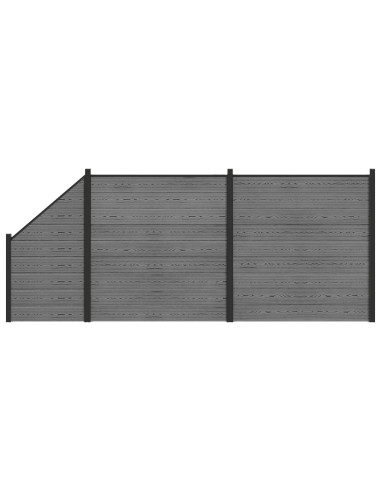 Set di Recinzione 446 x 186 cm WPC e Alluminio Grigio