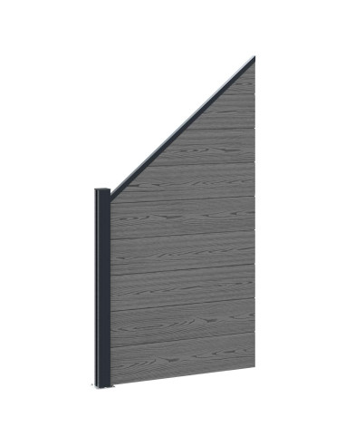 Set di Recinzione 446 x 186 cm WPC e Alluminio Grigio