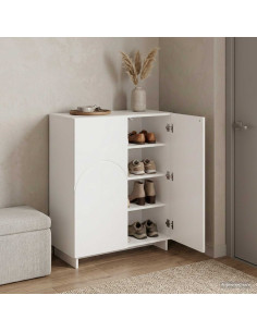 Scarpiera 73 x 38 x 87,5 cm Legno ingegnerizzato Bianco Lucido