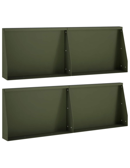 Muro di contenimento 4 pz 60 x 12 x 30 cm Acciaio Verde Oliva