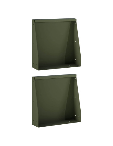 Muro di contenimento 2 pz 40 x 12 x 40 cm Acciaio Verde Oliva
