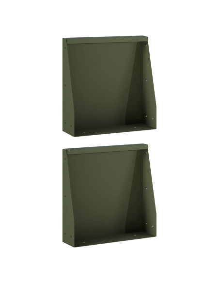 Muro di contenimento 2 pz 40 x 12 x 50 cm Acciaio Verde Oliva