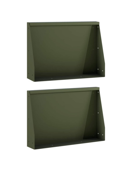 Muro di contenimento 2 pz 60 x 12 x 30 cm Acciaio Verde Oliva