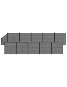 Set di Recinzione 1830 x 186 cm WPC e Alluminio Grigio 2