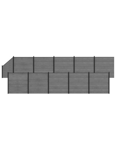 Set di Recinzione 1830 x 186 cm WPC e Alluminio Grigio