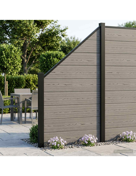 Set di Recinzione 1311 x 186 cm WPC e Alluminio Grigio