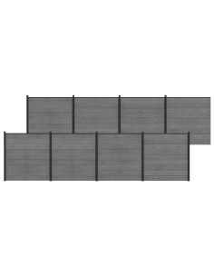 Set di Recinzione 1391 x 186 cm WPC e Alluminio Grigio 2