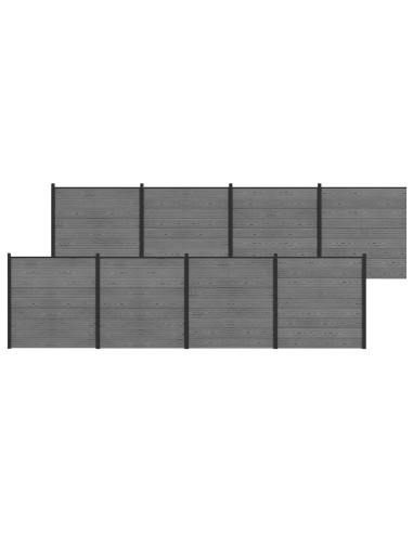 Set di Recinzione 1391 x 186 cm WPC e Alluminio Grigio