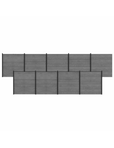 Set di Recinzione 1564 x 186 cm WPC e Alluminio Grigio 2