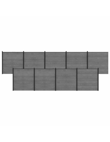 Set di Recinzione 1564 x 186 cm WPC e Alluminio Grigio