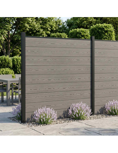 Set di Recinzione 1737 x 186 cm WPC e Alluminio Grigio