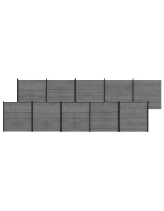 Set di Recinzione 1737 x 186 cm WPC e Alluminio Grigio 2
