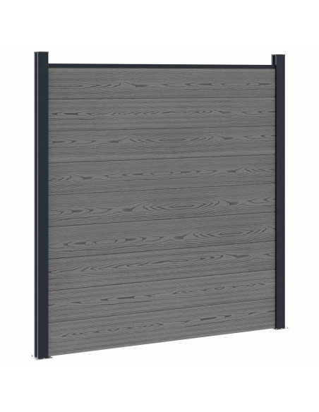 Set di Recinzione 1737 x 186 cm WPC e Alluminio Grigio