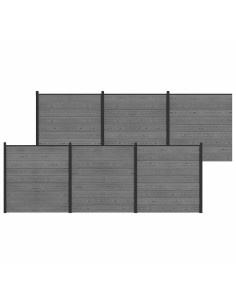 Set di Recinzione 1045 x 186 cm WPC e Alluminio Grigio 2