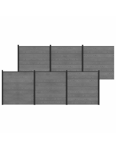 Set di Recinzione 1045 x 186 cm WPC e Alluminio Grigio