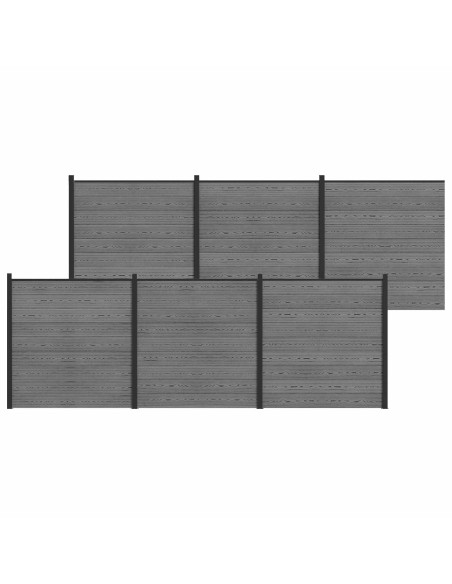 Set di Recinzione 1045 x 186 cm WPC e Alluminio Grigio