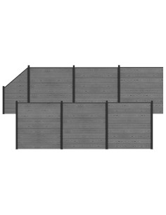 Set di Recinzione 1138 x 186 cm WPC e Alluminio Grigio 2
