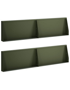 Muro di contenimento 4 pz 80 x 12 x 50 cm Acciaio Verde Oliva