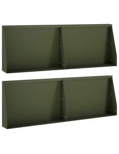 Muro di contenimento 4 pz 60 x 12 x 40 cm Acciaio Verde Oliva