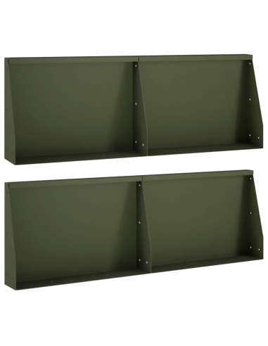 Muro di contenimento 4 pz 60 x 12 x 40 cm Acciaio Verde Oliva