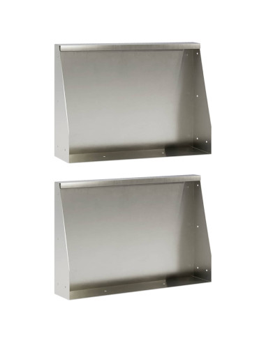 Muro di contenimento 2 pz 60 x 12 x 50 cm Acciaio Inox Argento