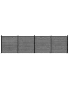 Set di Recinzione 699 x 186 cm WPC e Alluminio Grigio 2
