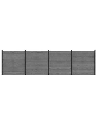 Set di Recinzione 699 x 186 cm WPC e Alluminio Grigio