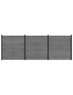 Set di Recinzione 526 x 186 cm WPC e Alluminio Grigio 2