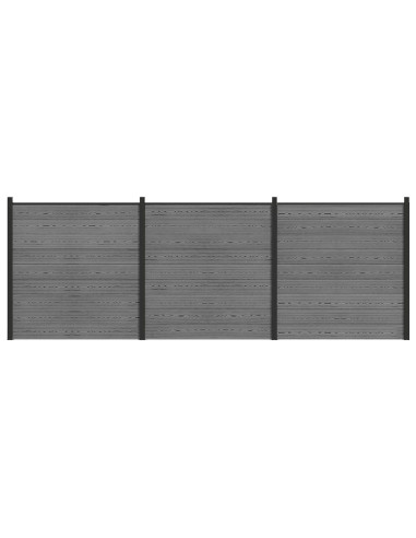 Set di Recinzione 526 x 186 cm WPC e Alluminio Grigio