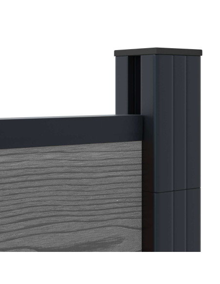 Set di Recinzione 526 x 186 cm WPC e Alluminio Grigio