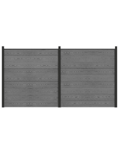 Set di Recinzione 353 x 186 cm WPC e Alluminio Grigio 2