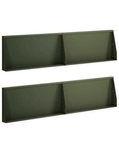 Muro di contenimento 4 pz 80 x 12 x 40 cm Acciaio Verde Oliva