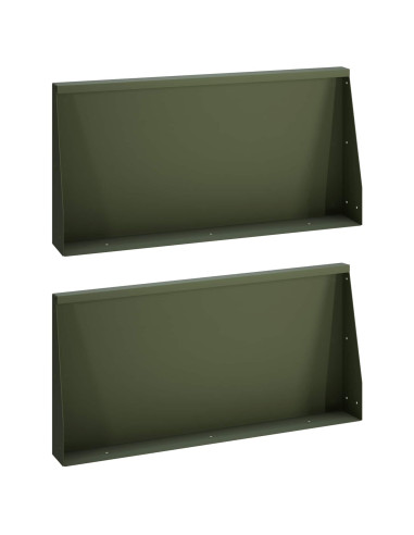 Muro di contenimento 2 pz 80 x 12 x 50 cm Acciaio Verde Oliva