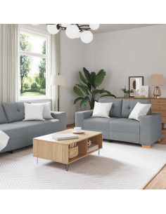 Divano 3 pcs Grigio chiaro 221 x 80 x 80 cm Tessuto misto lino