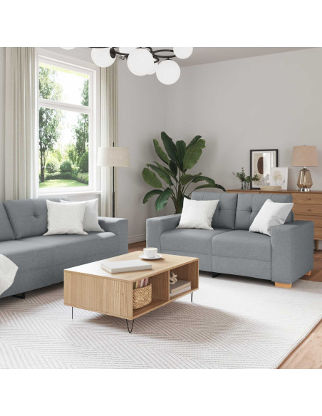 Divano 3 pcs Grigio chiaro 221 x 80 x 80 cm Tessuto misto lino