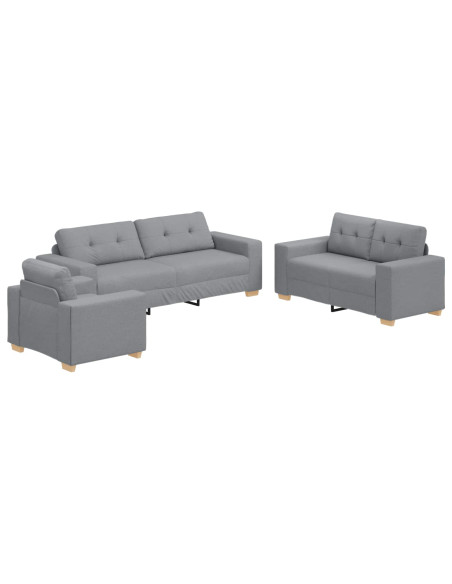Divano 3 pcs Grigio chiaro 221 x 80 x 80 cm Tessuto misto lino