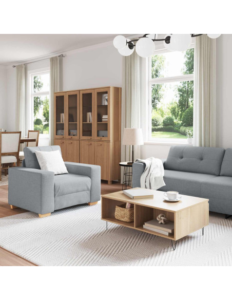 Divano 3 pcs Grigio chiaro 221 x 80 x 80 cm Tessuto misto lino
