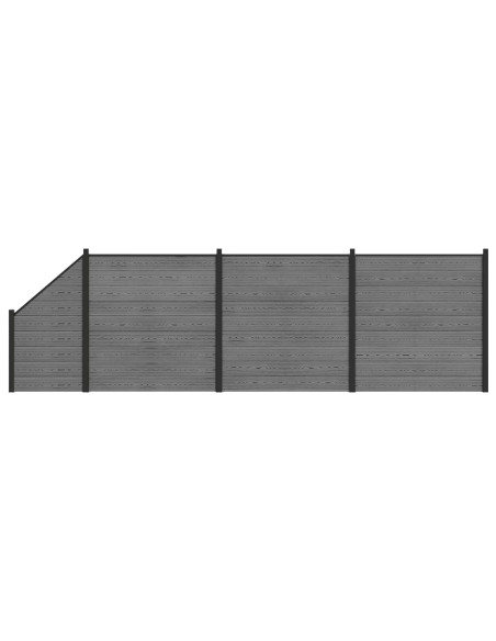 Set di Recinzione 619 x 186 cm WPC e Alluminio Grigio