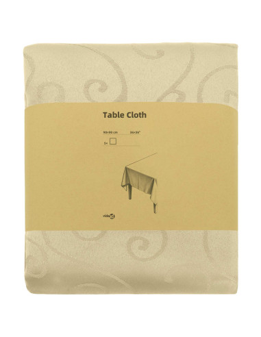 Tovaglia da Tavolo 5 pz Quadrato Bianco Crema 90 x 90 cm