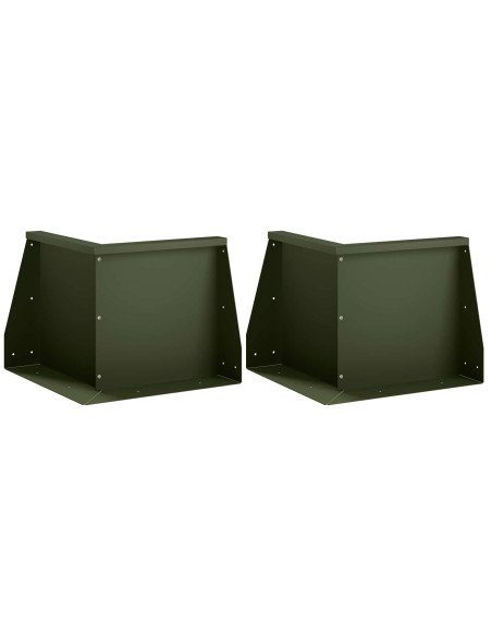 Muro di contenimento 2 pz 50 x 50 x 40 cm Acciaio Verde Oliva