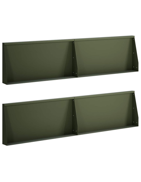 Muro di contenimento 4 pz 80 x 12 x 30 cm Acciaio Verde Oliva
