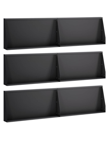Muro di contenimento 6 pz 80 x 12 x 50 cm Acciaio Nero