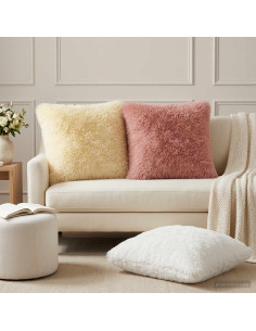 Cuscino con cuscino HEERLEN 2 pz Bianco Fleece PV