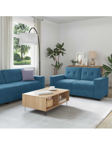 Divano 2 pcs Blu 221 x 80 x 80 cm Velluto
