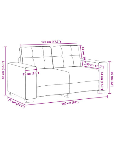 Divano 2 pcs Crema 221 x 80 x 80 cm Velluto