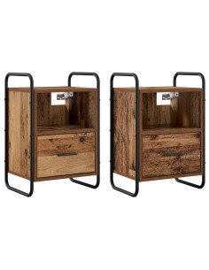 Mobiletto da Letto Appeso 2 pz Legno antico 40 x 30 x 60 cm