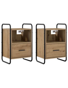 Mobiletto da Letto Appeso 2 pz Rovere Artigianale